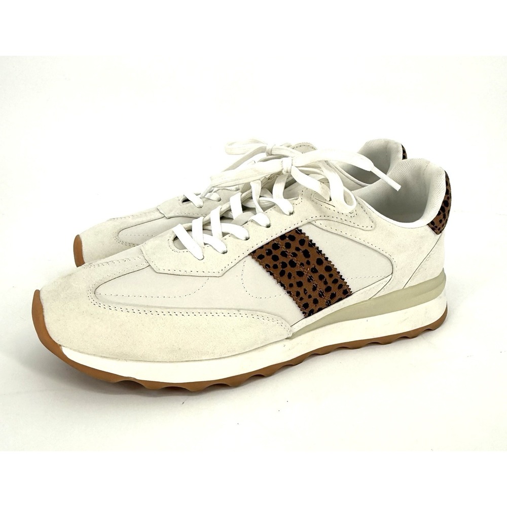 Steve Madden Percie Sneakers Women's Size 10M Off White/Leopard Casual Lace Up